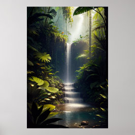 Poster Cascata Florestal, Uma Cama De Água Encantadora