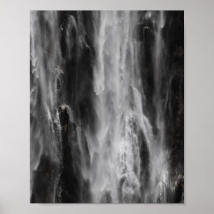 Poster Cascata majestosa Boka, Eslovênia a preto e branc