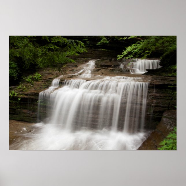 Poster Cascata no Buttermilk Falls State Park, Nova Iorqu (Frente)