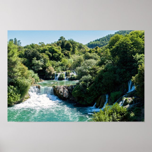 Poster Cascata no Parque Nacional de Krka - Dalmácia, Cro (Frente)