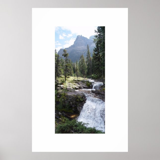 Poster Cascata no Parque Nacional Glacier (Frente)