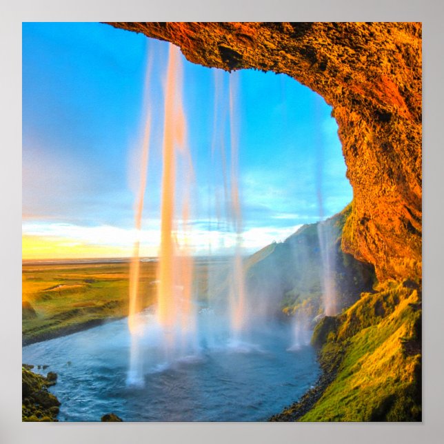 Poster Cascata sobre rochas Natureza Fotografia Pacífica (Frente)