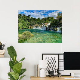 Poster Cascatas Krka na vista panorâmica da Croácia