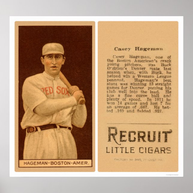 Pôster Casey Hageman Red Sox Baseball 1912 (Frente)