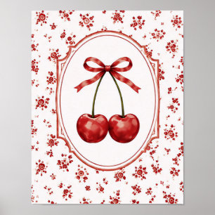Poster Casinha Encantadora Vintage Coquette Cereja Vermel