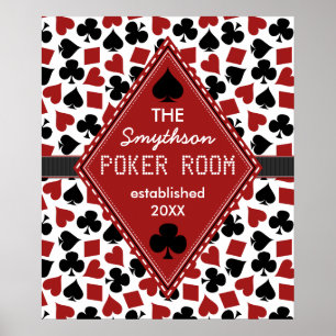 Poster Casino customizável da sala do póquer