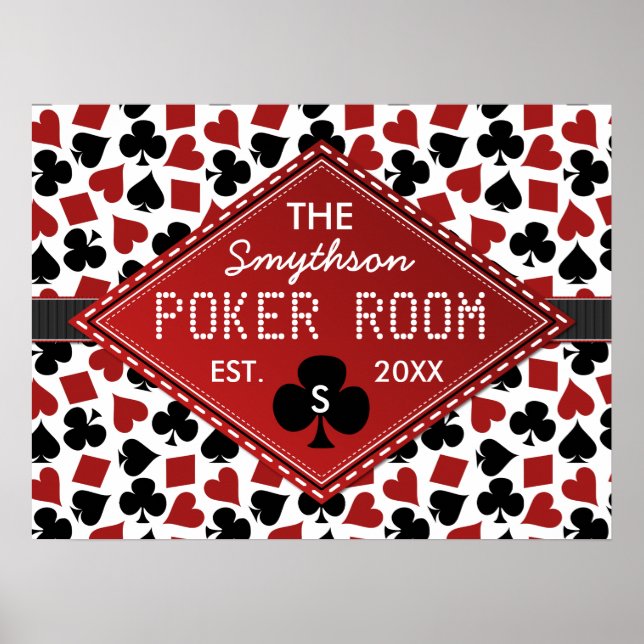 Poster Casino do Poker Room Personalizável (Frente)