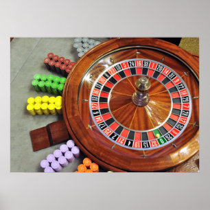 Pôster casino roleta bola de roda número zero jogo
