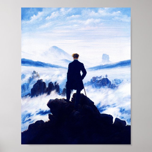 Poster Caspar D Friedrich, Wanderer acima do Mar de Nevoe (Frente)