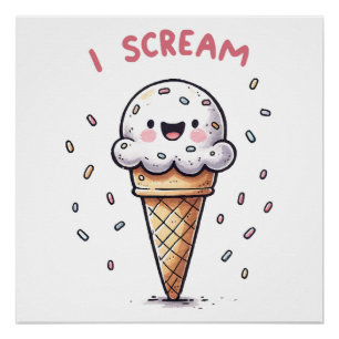 Pôster Casquinha de Sorvete I Scream com Confeitos