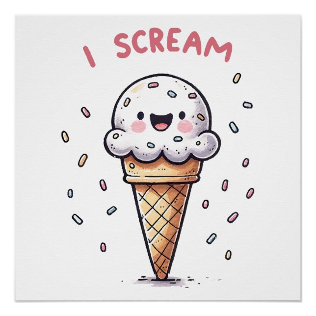 Pôster Casquinha de Sorvete I Scream com Confeitos (Frente)