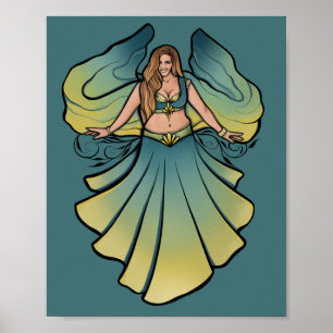 Poster Cassandra Belly Dancer Goddess Veil Art