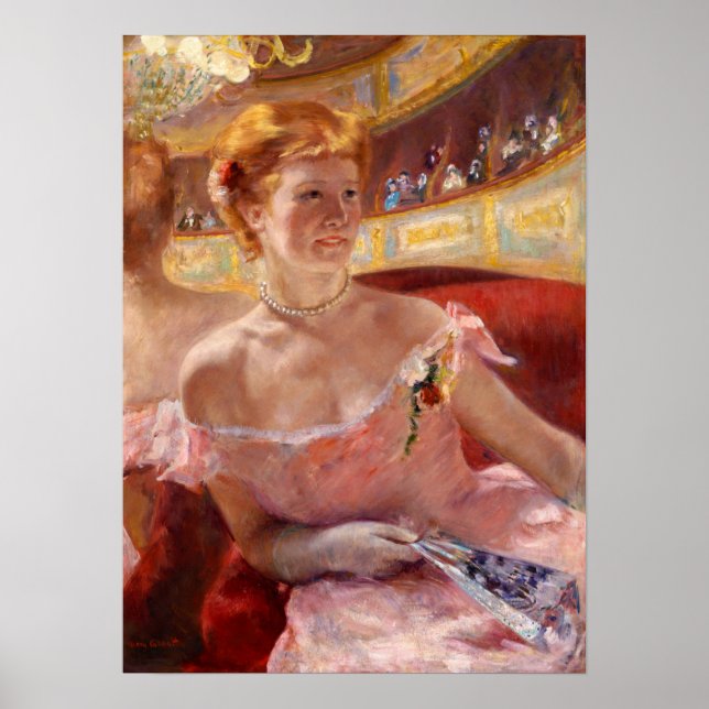 Poster Cassatt - Mulher Com Colar de Pérolas no Loge (Frente)