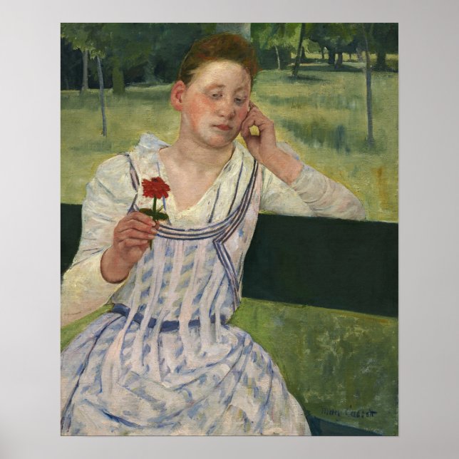 Poster Cassatt - Mulher Com Zínia Vermelha (Frente)