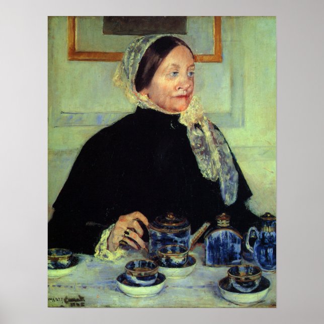 Poster Cassatt - Senhora à Mesa de Chá 1885 (Frente)