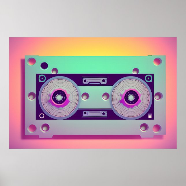 Poster Cassete de áudio | Música | Retro | Arte Digital | (Frente)