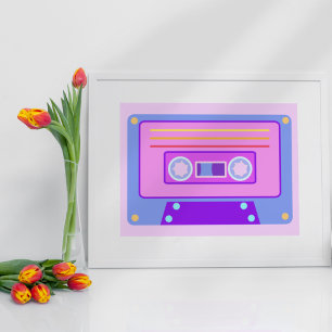 Poster Cassete de áudio Vaporwave Aestético Lilac 90s