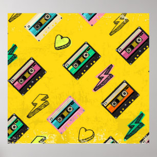 Poster Cassete Retro: Design do Partido do Amor anos 80