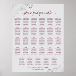 Poster Cassis em Gráfico de Assentos de Casamento de Mesa