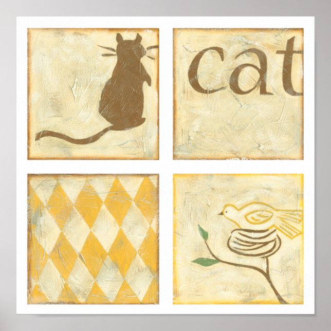 Poster Castanho e Pássaro Amarelo por Chariklia Zarris (Frente)