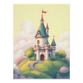 Pôster Castelo caprichoso com jardim verde