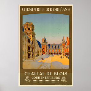 Poster Castelo de Blois França Cartaz de Viagem Antigo