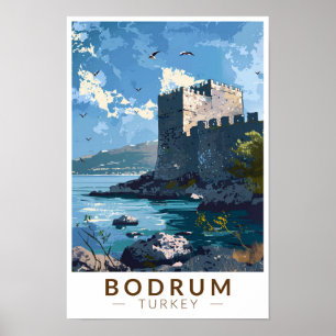 Poster Castelo de Bodrum Turquia Viagem Arte Vintage
