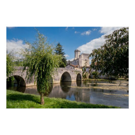 Pôster Castelo de Bourdeilles e Ponte de Pedra, França