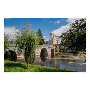 Pôster Castelo de Bourdeilles e Ponte de Pedra, França