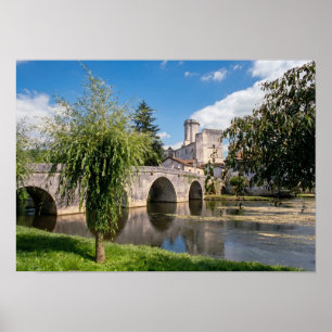 Poster Castelo de Bourdeilles e Ponte de Pedra, França