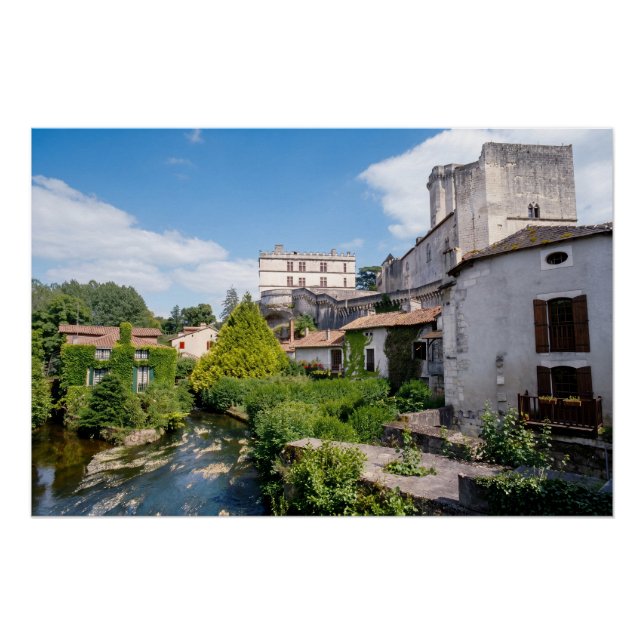 Pôster Castelo de Bourdeilles e Rio Dronne, Dordogne (Frente)