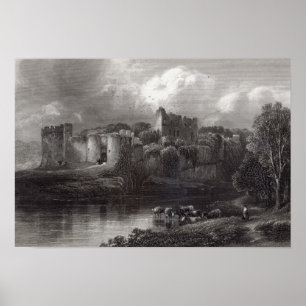 Pôster Castelo de Chepstow, gravado por R. Hinshelwood