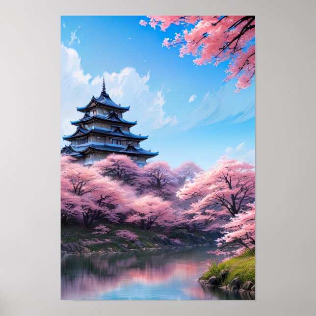 Poster Castelo de Cherry Blossoms (Frente)