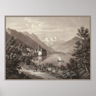 Pôster Castelo de Chillon, lago Genebra, suiça