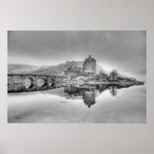 Poster Castelo de Eilean Donan em Scotland, (preto e