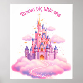 Poster Castelo de Fairytale Rosa Dreamy, camurdeiro perso