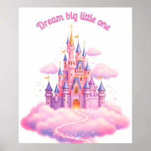 Poster Castelo de Fairytale Rosa Dreamy, camurdeiro perso