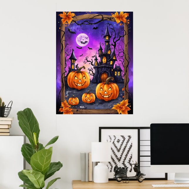 Poster Castelo de Halloween Encantado (Escritório em casa)