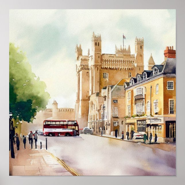 Poster Castelo de Londres-Windsor, (C), Watercolor (Frente)