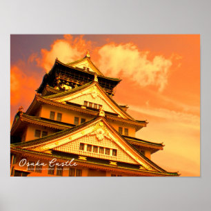 Poster Castelo de Osaka (versão do pôr-do-sol)