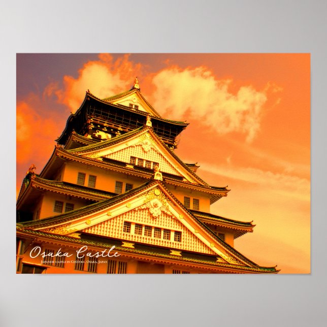 Poster Castelo de Osaka (versão do pôr-do-sol) (Frente)