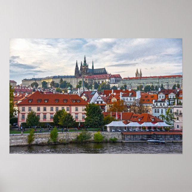 Poster Castelo de Praga com vista para Praga, República T (Frente)