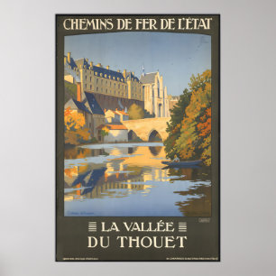 Poster Castelo de Thouars Vale do Thouet França Vintage