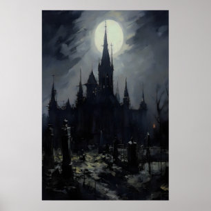 Poster Castelo do Cemitério Arte de Parede Gótica, Arte S