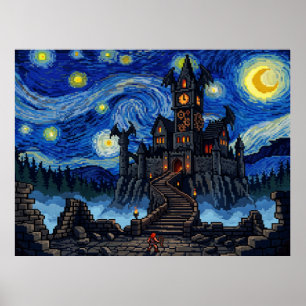 Poster Castelo do Drácula Castlevania Pixel Estrela Notur