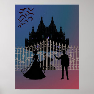 Poster Castelo e Vestido de Baile de Fantasia Romântica à