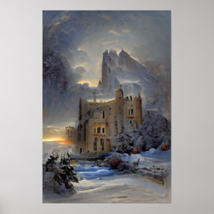 Poster Castelo Em Neve, Castelo De Retro, Pão De Presente