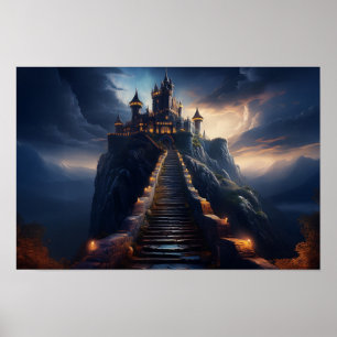 Poster Castelo Encantador No Topo Da Montanha
