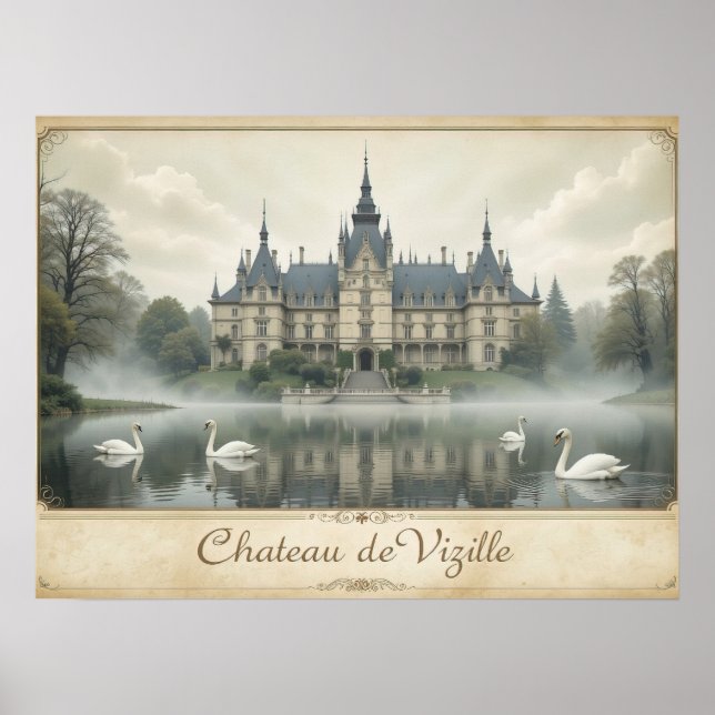 Poster Castelo francês Elegante Château de Vizille (Frente)