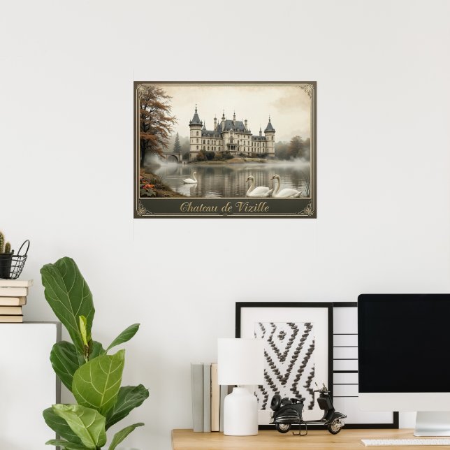 Poster Castelo francês Rustic Château de Vizille Vintage (Escritório em casa)